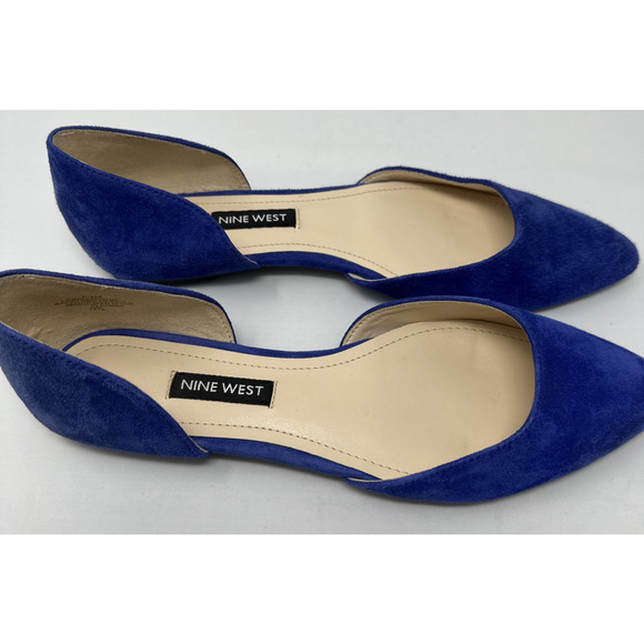 Nine West Womens Shoes Ballet Flat Size 6.5 Blue Suede Starship D’Orsay - Picture 6 of 8